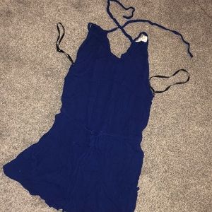 Navy tie back tank cropped waist